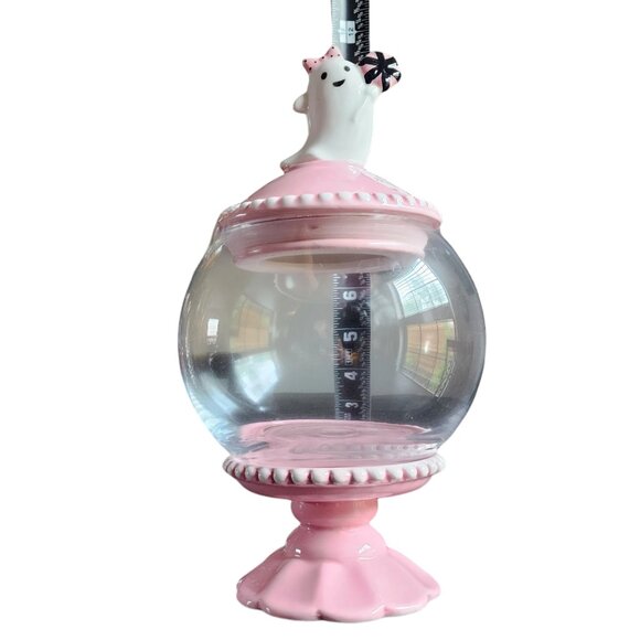 Pink Halloween Ghost Girl W/Candy & Bow Glass Candy jar/Treat Jar NWT Viral - Picture 8 of 10